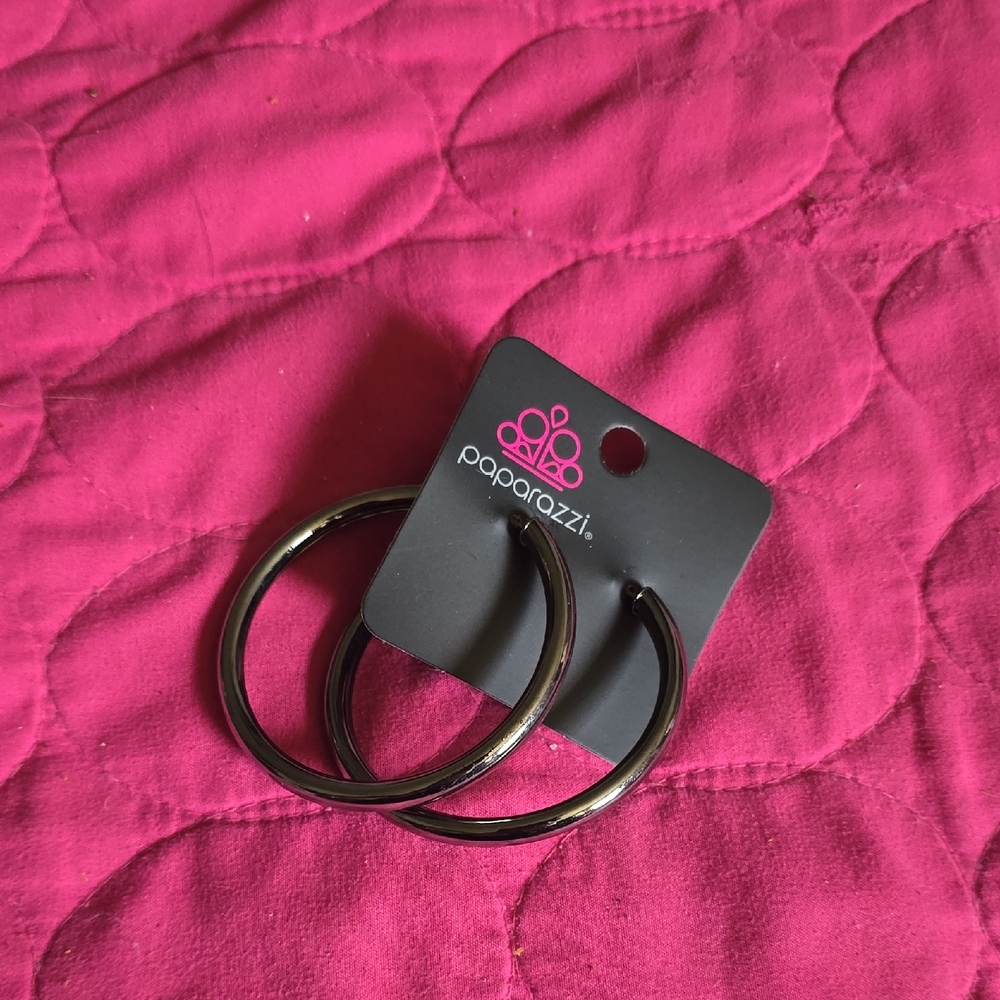 Paparazzi Black Hoop Earrings